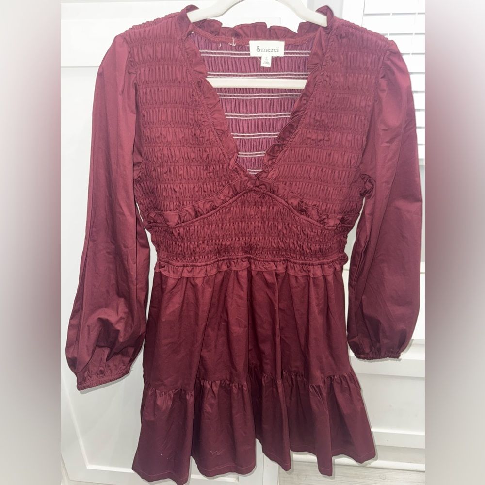 NWOT &merci Womens Ruched A-Line Dress with POCKETS (L)